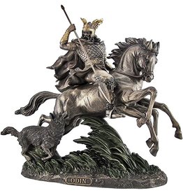 Veronese Design Odin Riding Sleipnir Follow By Wolf bronzed statue