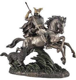 Veronese Design Odin rijdt op Sleipnir, gevolgd door een wolf gebronsd beeld