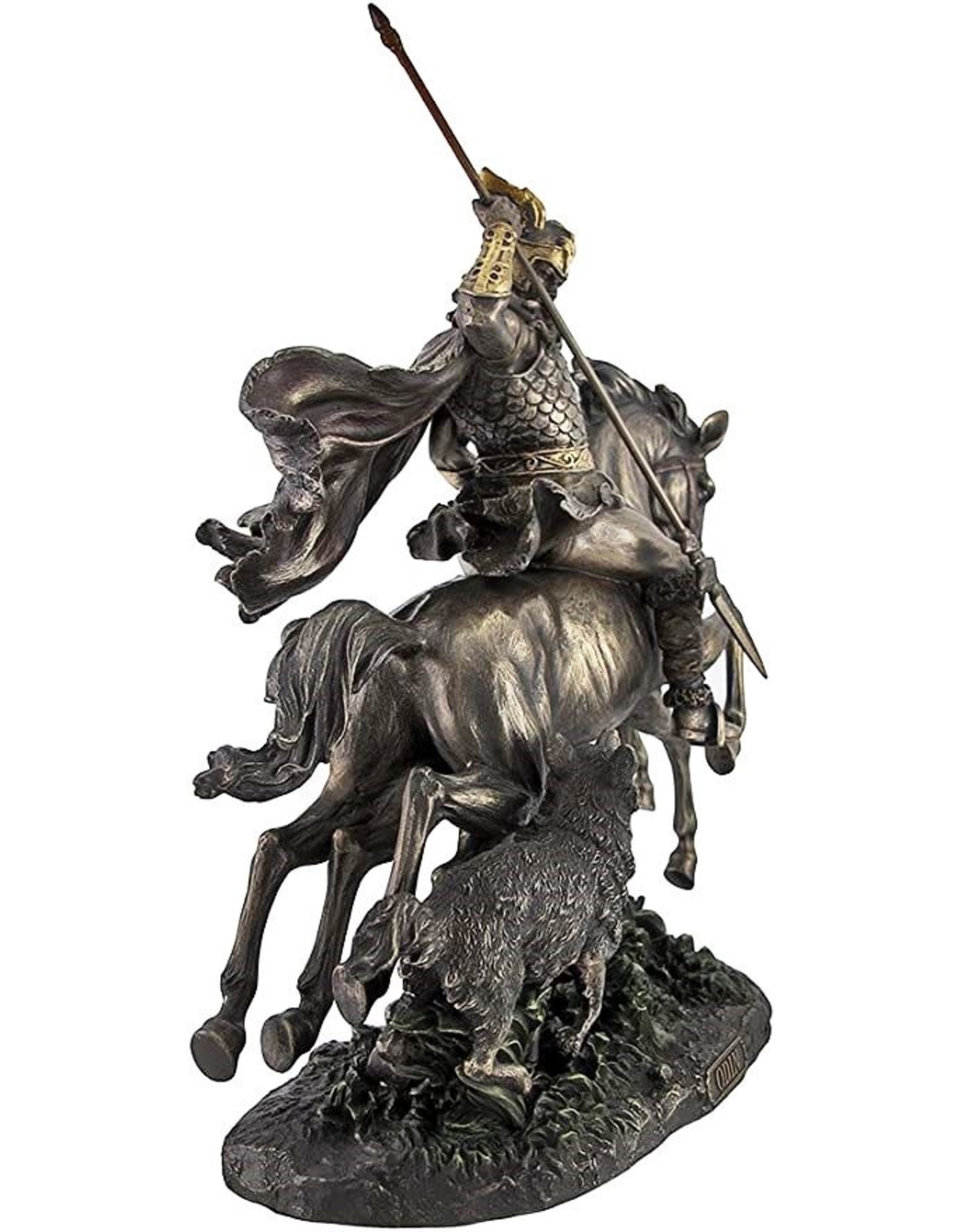 Veronese Design Giftware & Lifestyle - Odin rijdt op Sleipnir, gevolgd door een wolf gebronsd beeld