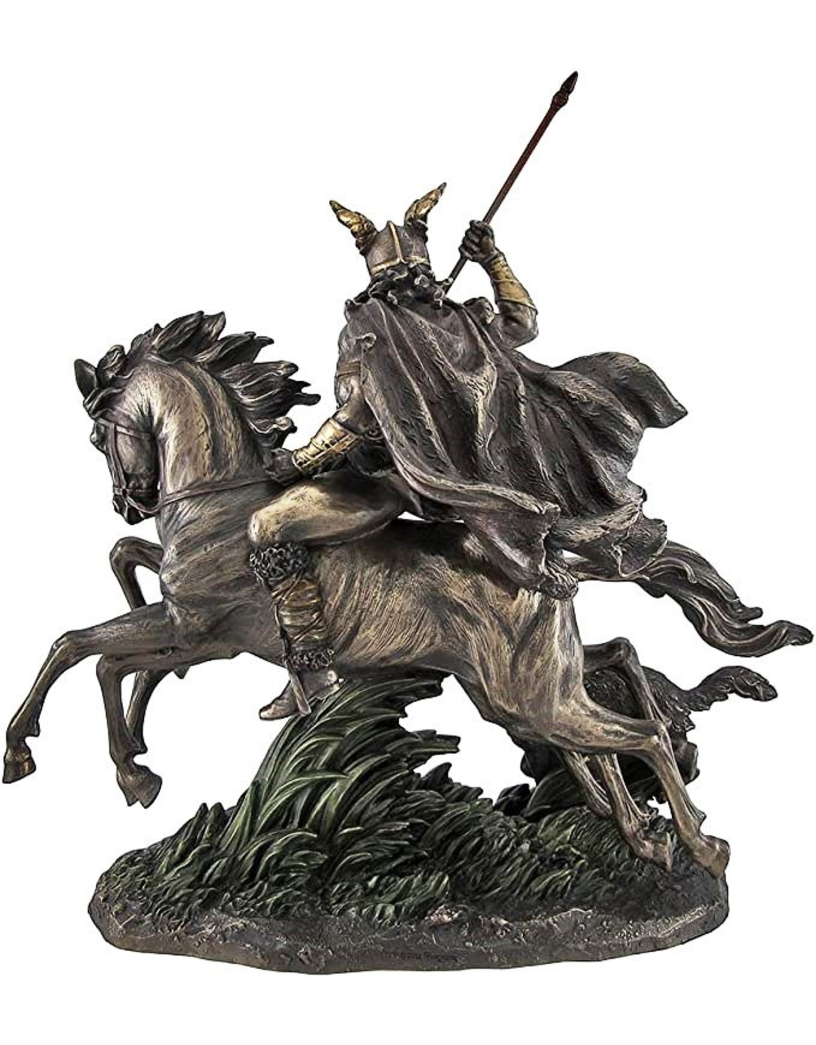 Veronese Design Giftware & Lifestyle - Odin rijdt op Sleipnir, gevolgd door een wolf gebronsd beeld