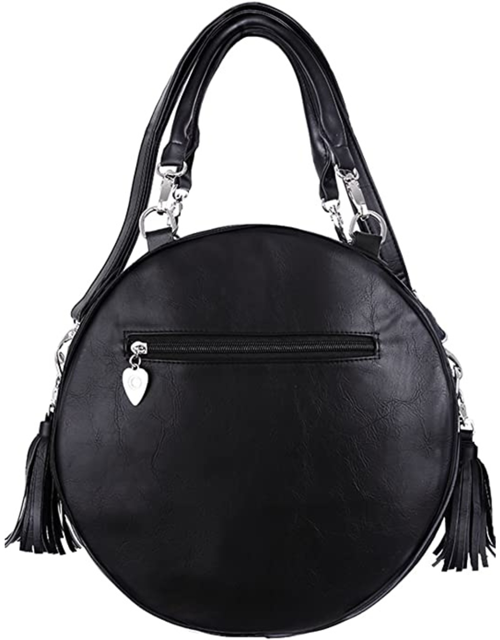 Restyle Gothic Bags Steampunk Bags - Gothic Henna Black Handbag with Moon Embroidery & Tassels