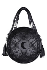 Restyle Gothic Bags Steampunk Bags - Gothic Henna Black Handbag with Moon Embroidery & Tassels