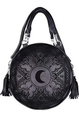 Restyle Gothic Bags Steampunk Bags - Gothic Henna Black Handbag with Moon Embroidery & Tassels