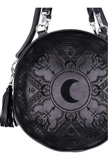 Restyle Gothic Bags Steampunk Bags - Gothic Henna Black Handbag with Moon Embroidery & Tassels