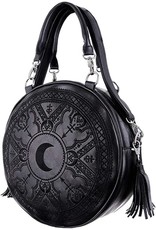 Restyle Gothic Bags Steampunk Bags - Gothic Henna Black Handbag with Moon Embroidery & Tassels