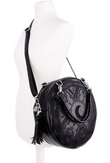 Restyle Gothic Bags Steampunk Bags - Gothic Henna Black Handbag with Moon Embroidery & Tassels