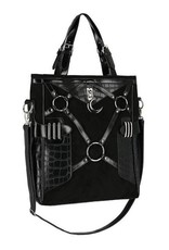 Restyle Gothic tassen Steampunk tassen - Layla Zwarte Shopper met Harnas en Halvemaan - Restyle