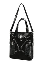 Restyle Gothic tassen Steampunk tassen - Layla Zwarte Shopper met Harnas en Halvemaan - Restyle