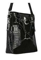 Restyle Gothic tassen Steampunk tassen - Layla Zwarte Shopper met Harnas en Halvemaan - Restyle