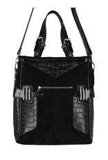 Restyle Gothic tassen Steampunk tassen - Layla Zwarte Shopper met Harnas en Halvemaan - Restyle