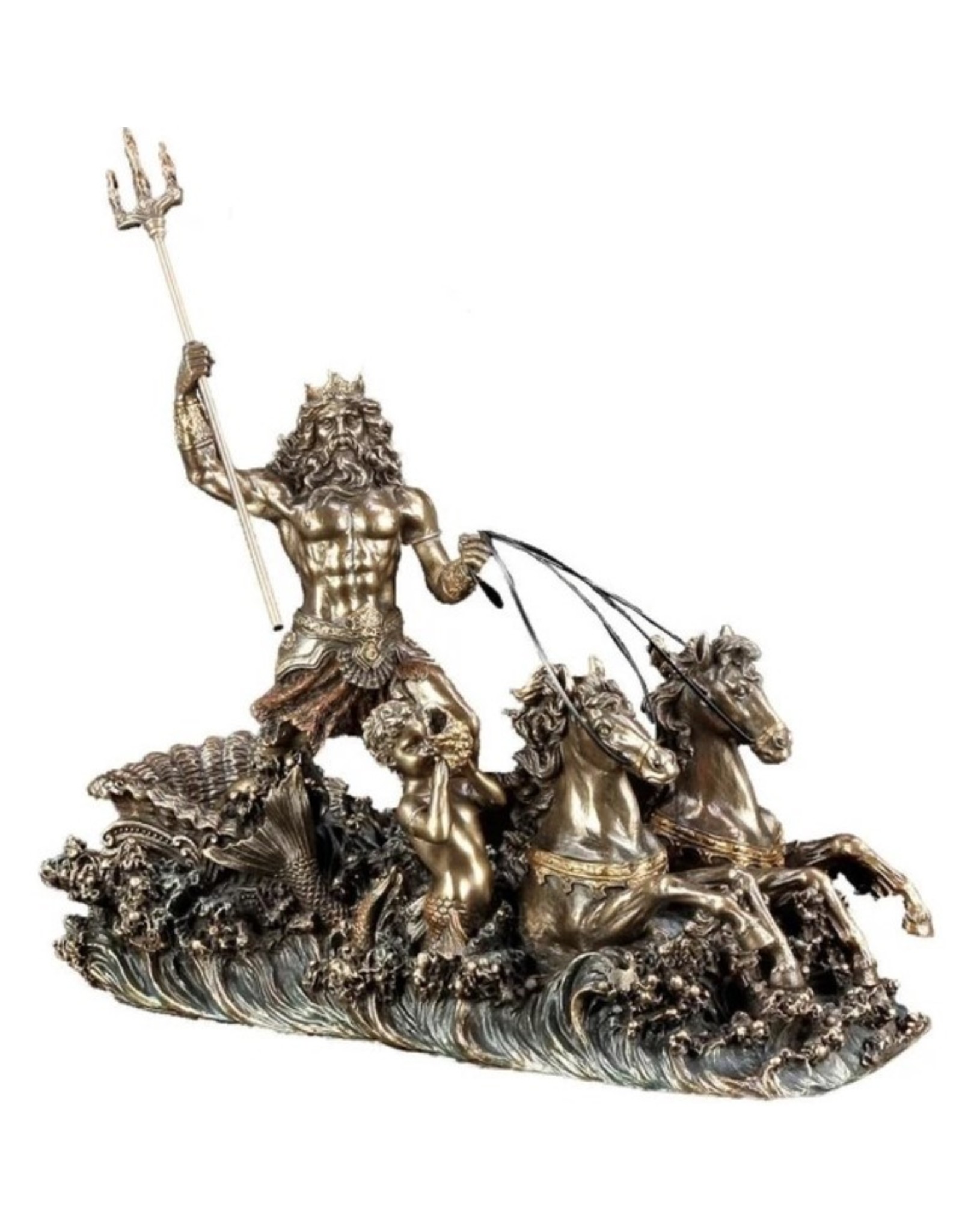 Veronese Design Giftware Beelden Collectables  - Poseidon met Wagen en Hippocampus beeld