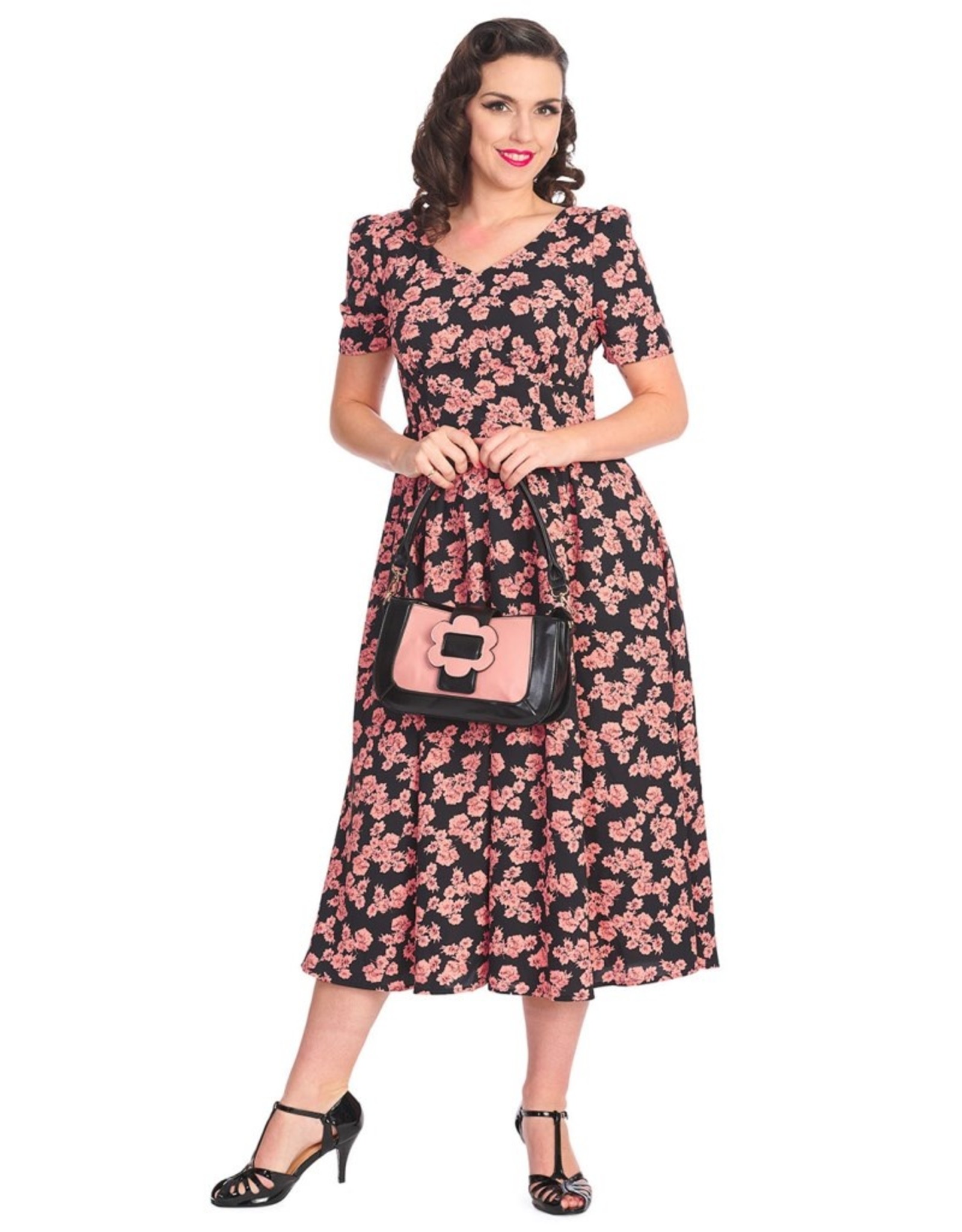 Banned Retro bags  Vintage bags - Evening Primrose 1960's Baguette Bag Old Pink-Black