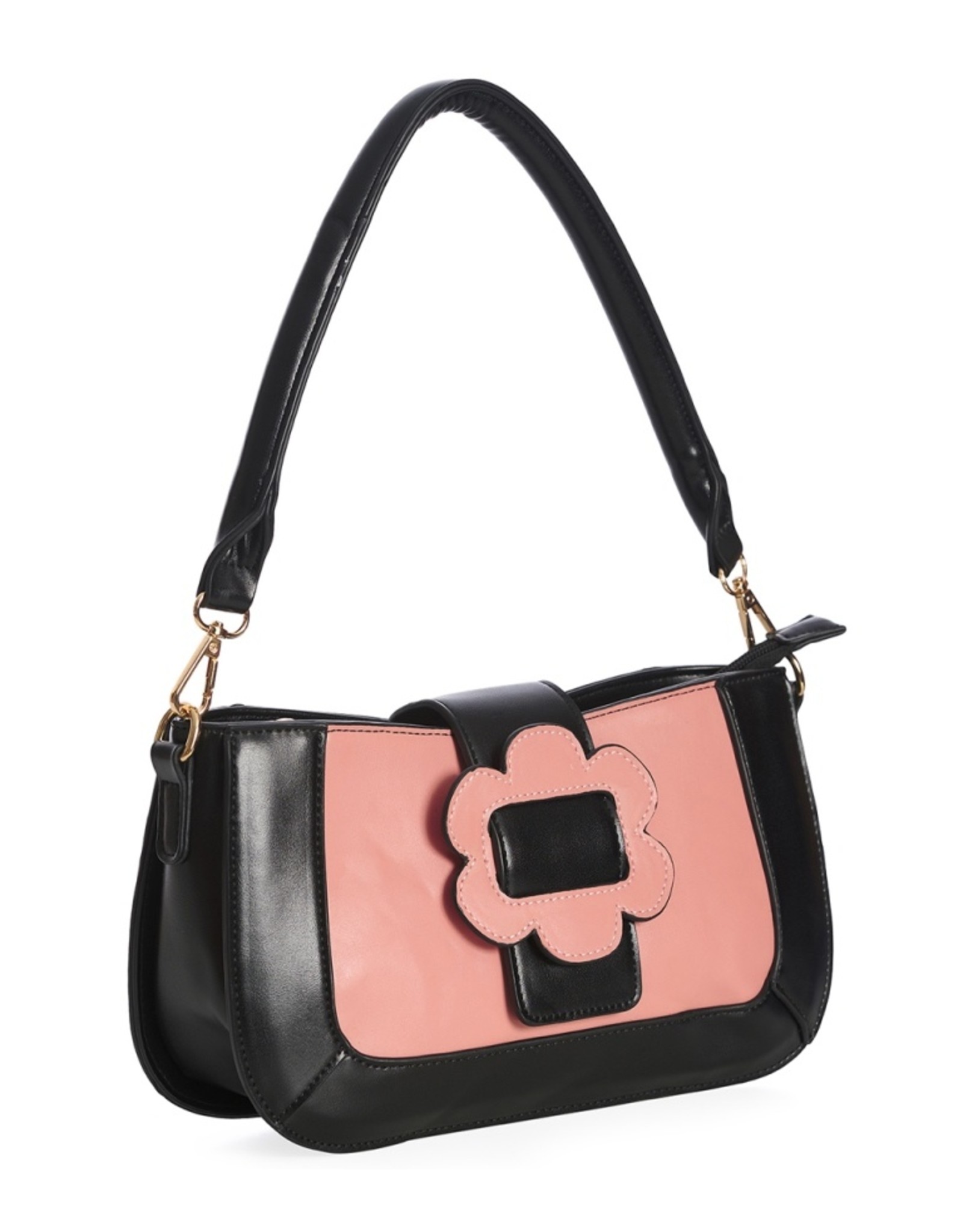 Banned Retro bags  Vintage bags - Evening Primrose 1960's Baguette Bag Old Pink-Black
