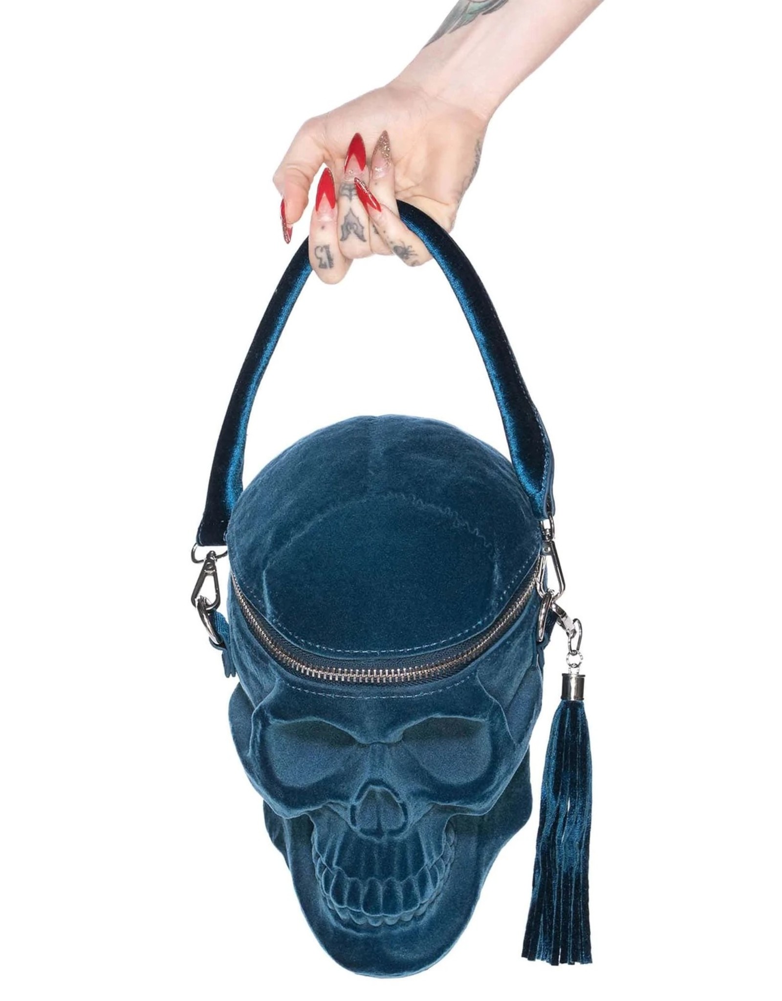 Killstar Gothic bags Steampunk bags - KillStar Grave Digger Skull handbag - Blue