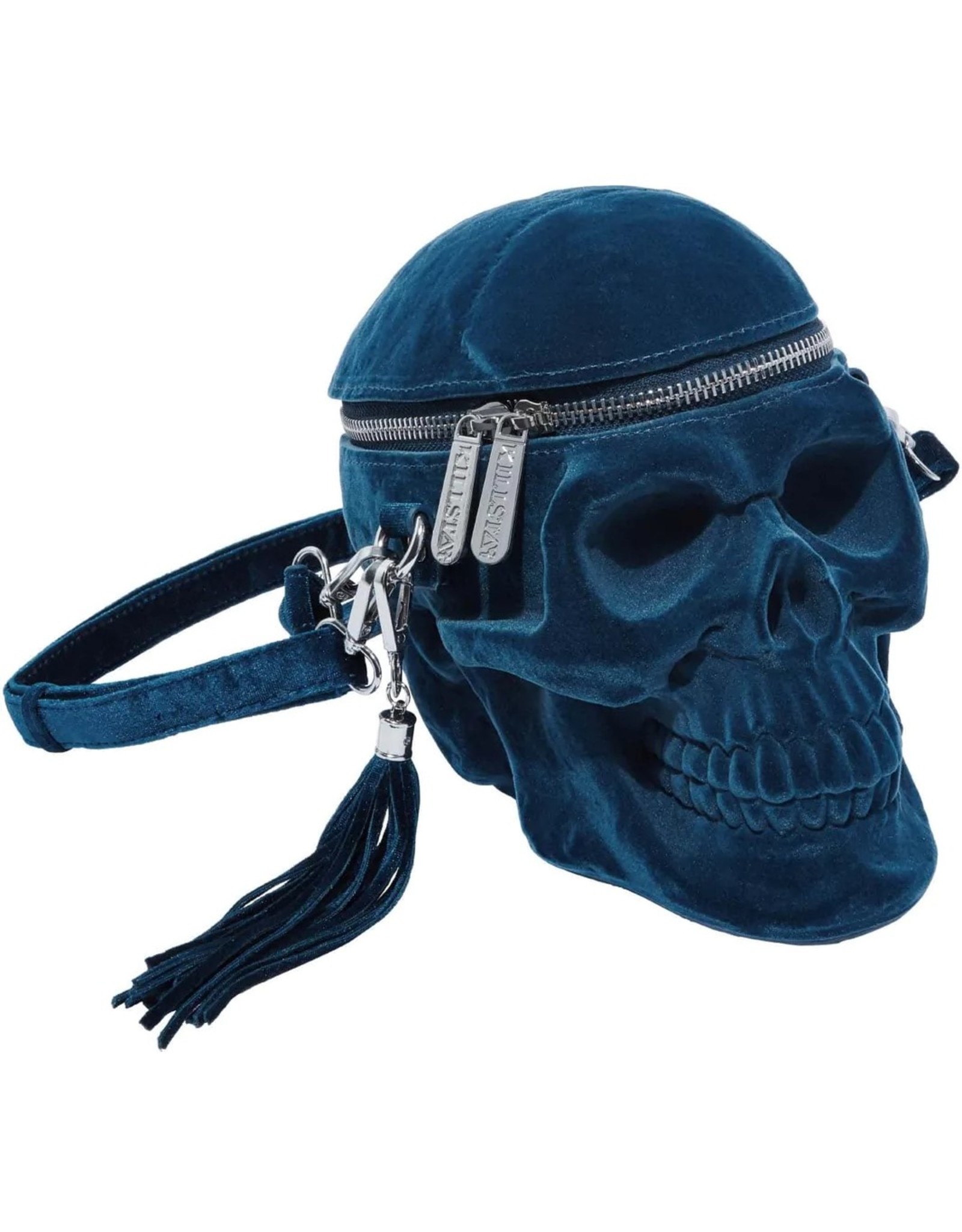 Killstar Gothic tassen Steampunk tassen - KillStar Grave Digger Schedel handtas - Blauw