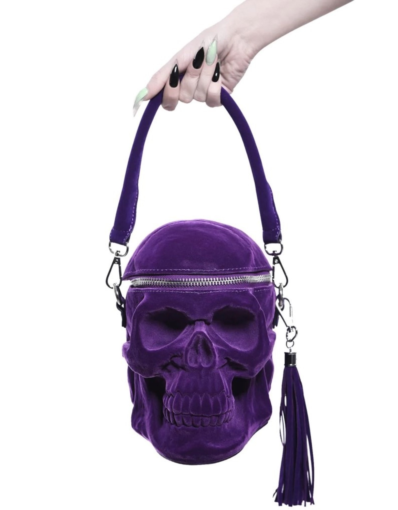 Killstar Gothic bags Steampunk bags - KillStar Grave Digger Skull handbag - Plum