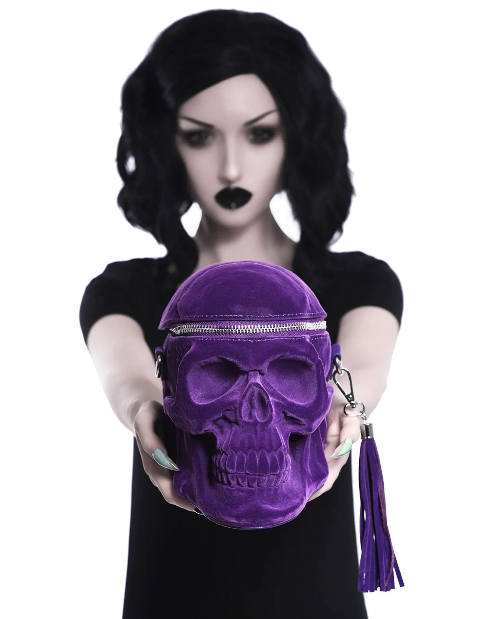 Killstar Gothic bags Steampunk bags - KillStar Grave Digger Skull handbag - Plum