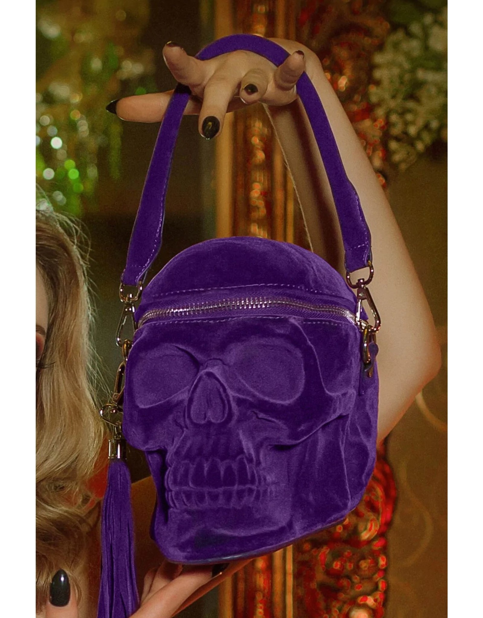 Killstar Gothic bags Steampunk bags - KillStar Grave Digger Skull handbag - Plum