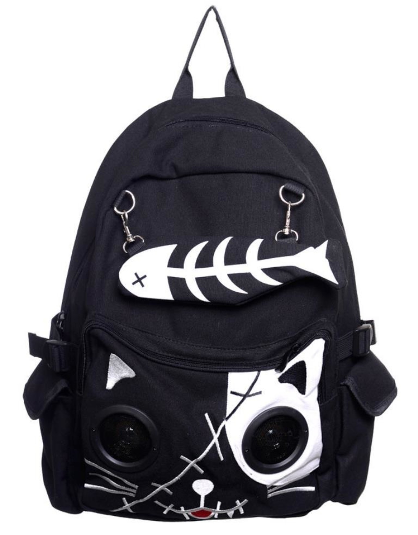 Banned Backpacks - Banned Kitty Backpack with Speakers Black-White