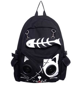 Banned Banned Kitty Backpack with Speakers Black-White