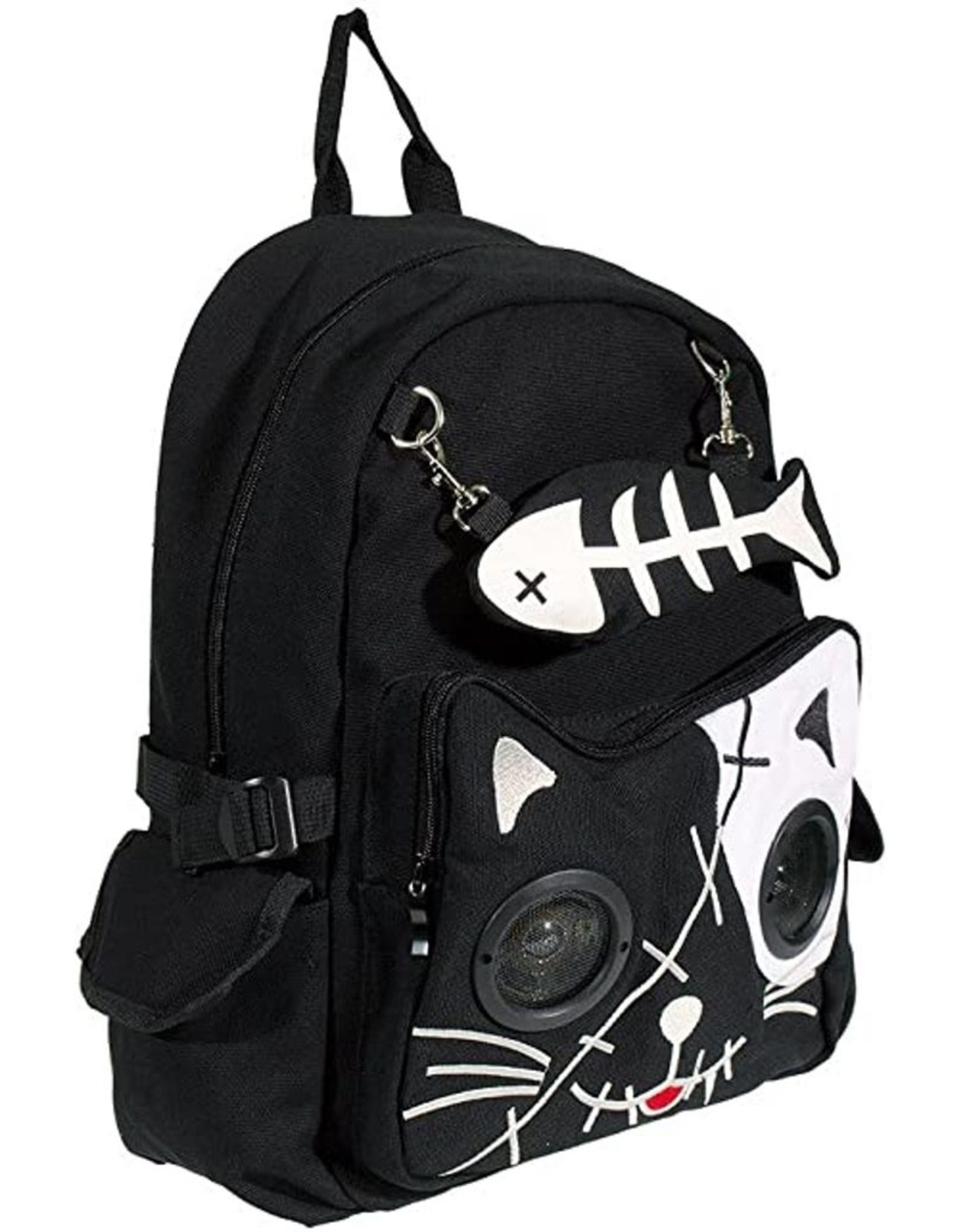 Banned Backpacks - Banned Kitty Backpack with Speakers Black-White