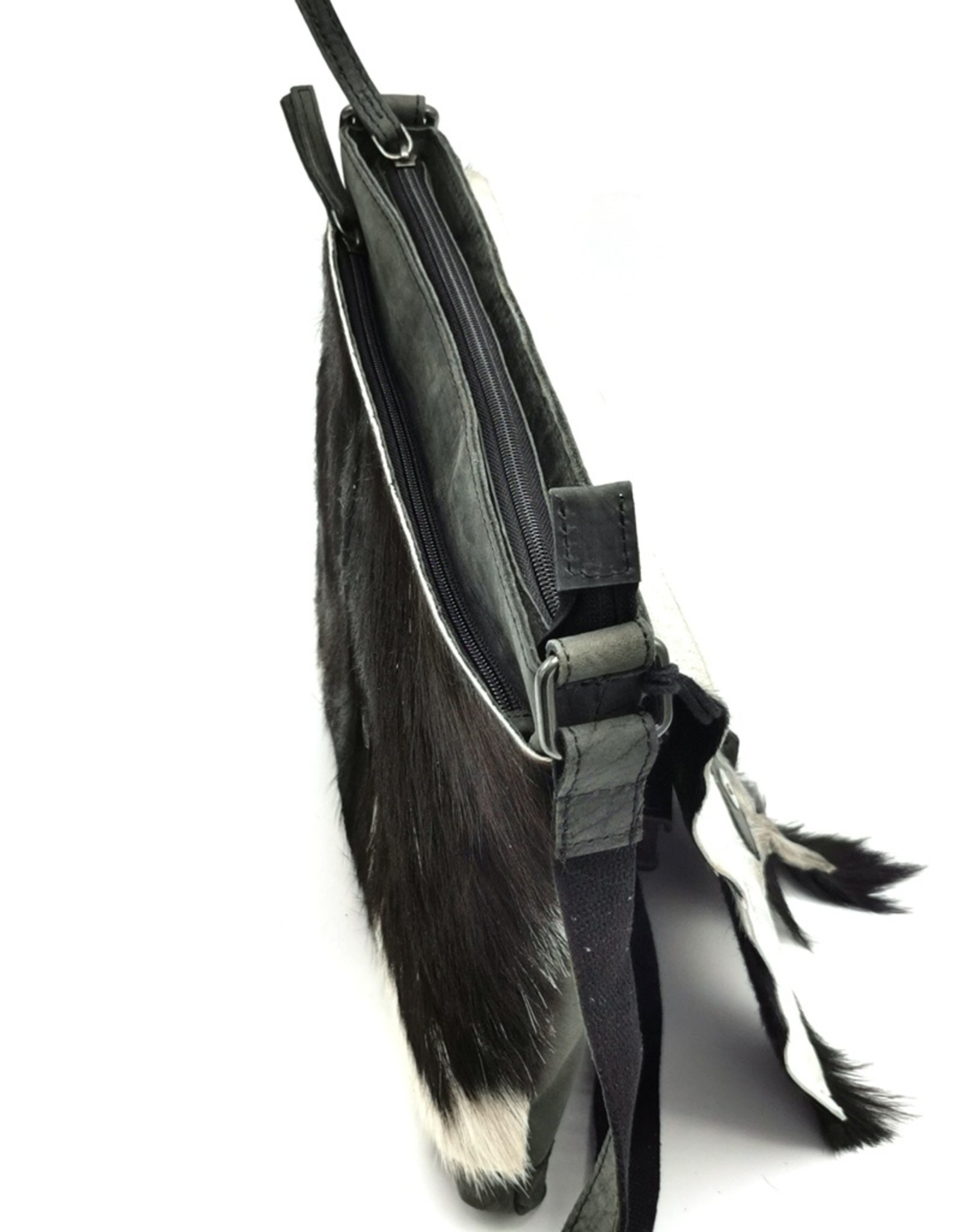 Hide & Stitches Leren tassen - Hide & Stitches Leren Schoudertas met Vacht omslag