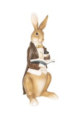 C&E Giftware & Lifestyle - Rabbit in jacket and waistcoat reads a book - 40cm