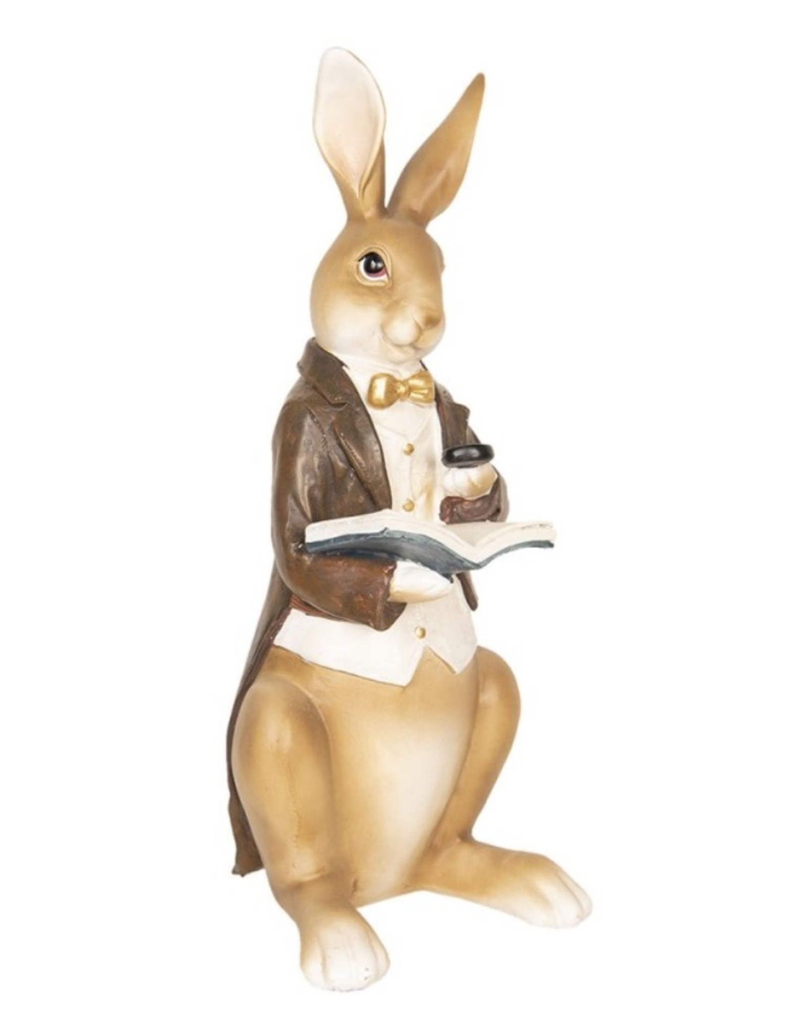C&E Giftware & Lifestyle - Rabbit in jacket and waistcoat reads a book - 40cm