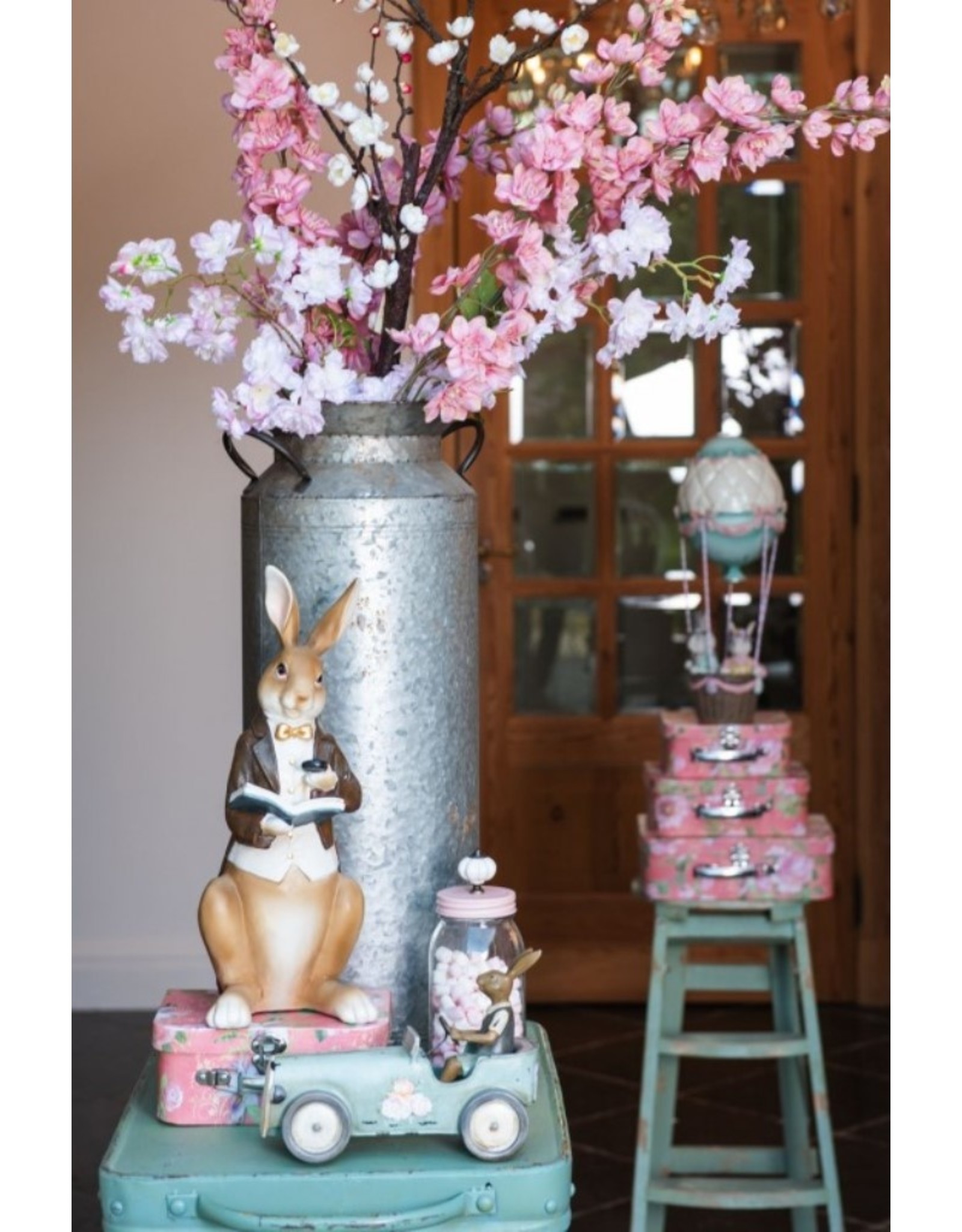 C&E Giftware & Lifestyle - Rabbit in jacket and waistcoat reads a book - 40cm