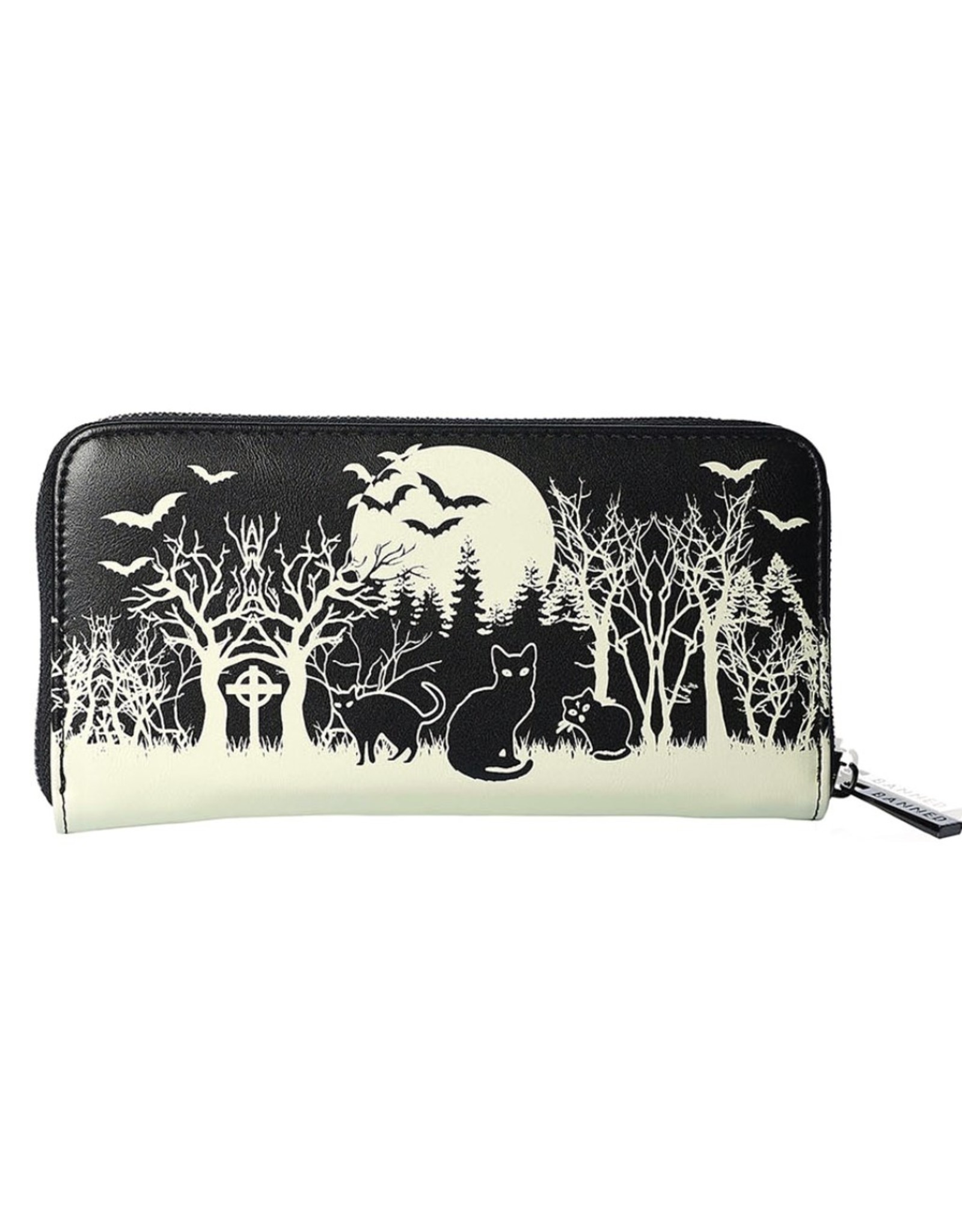 Banned Gothic  Wallets and Purses - Woodland Wallet with Black Cats and Bats