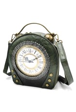 Magic Bags Steampunk tassen Gotic tassen -  Vintage Klok handtas met Werkende Klok (legergroen)