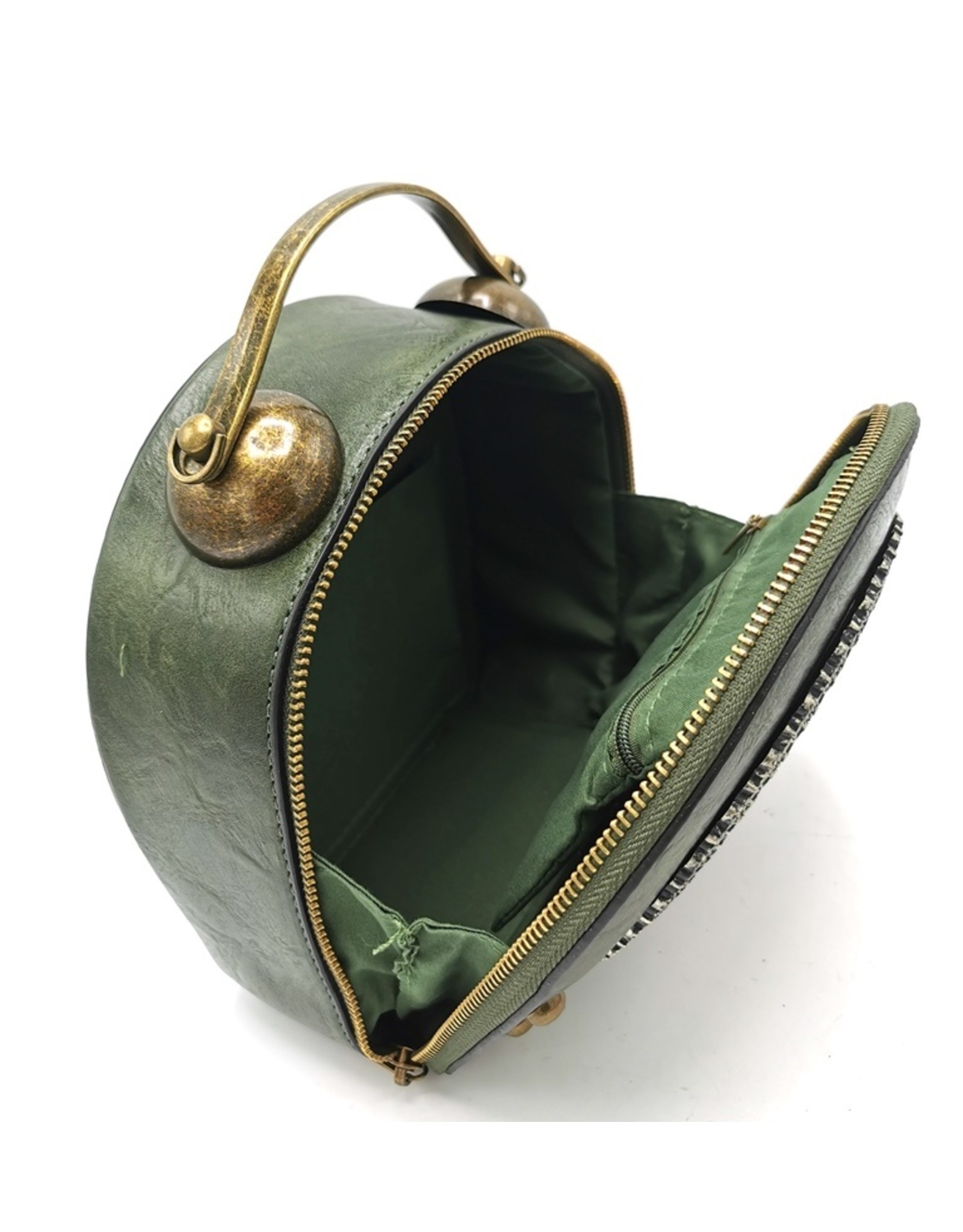 Magic Bags Steampunk bags Gothic bags -  Vintage Klok handtas met Werkende Klok (legergroen)