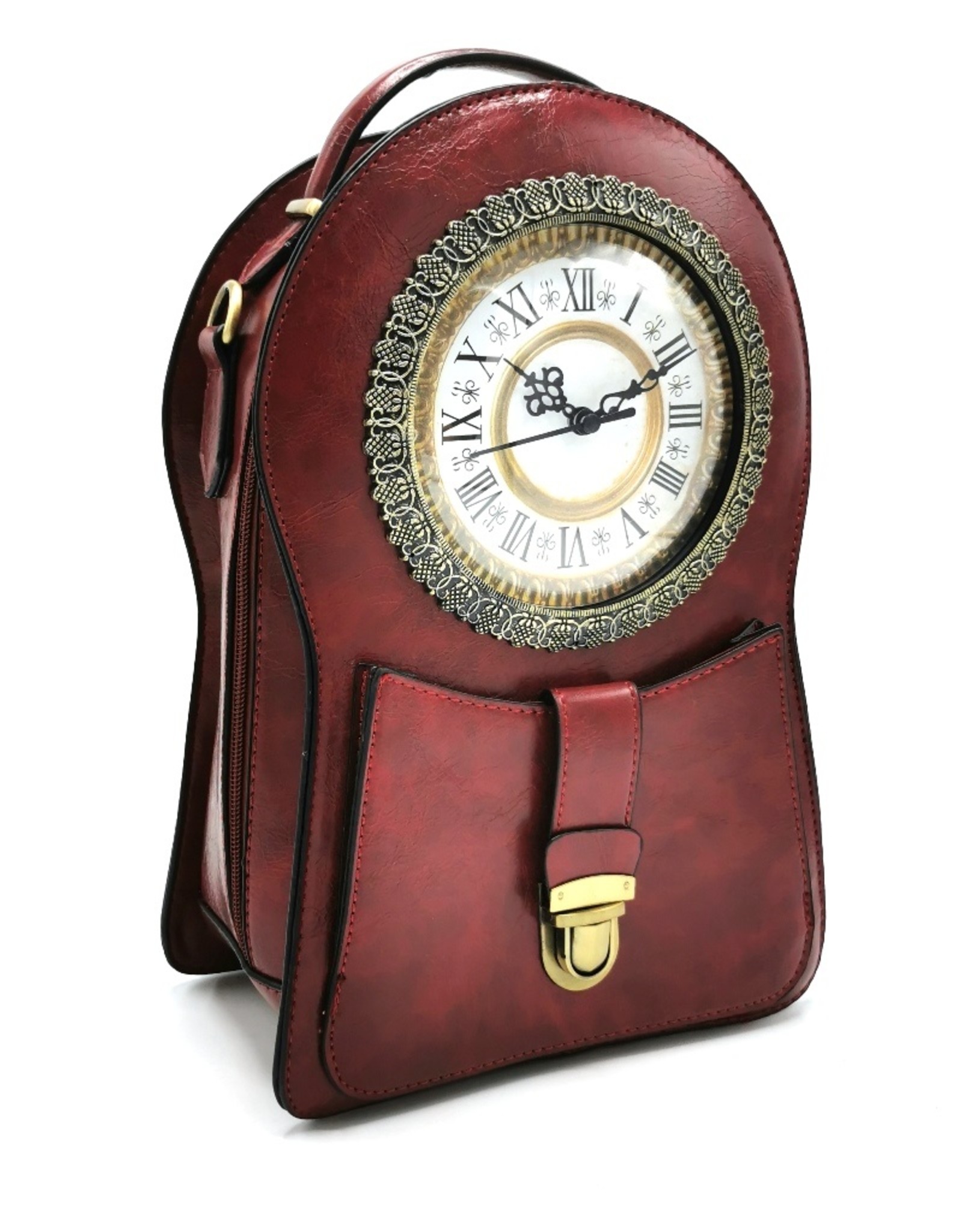 Magic Bags Gothic tassen Steampunk tassen -   Steampunk Rugtas met Echt Werkende Klok d.rood