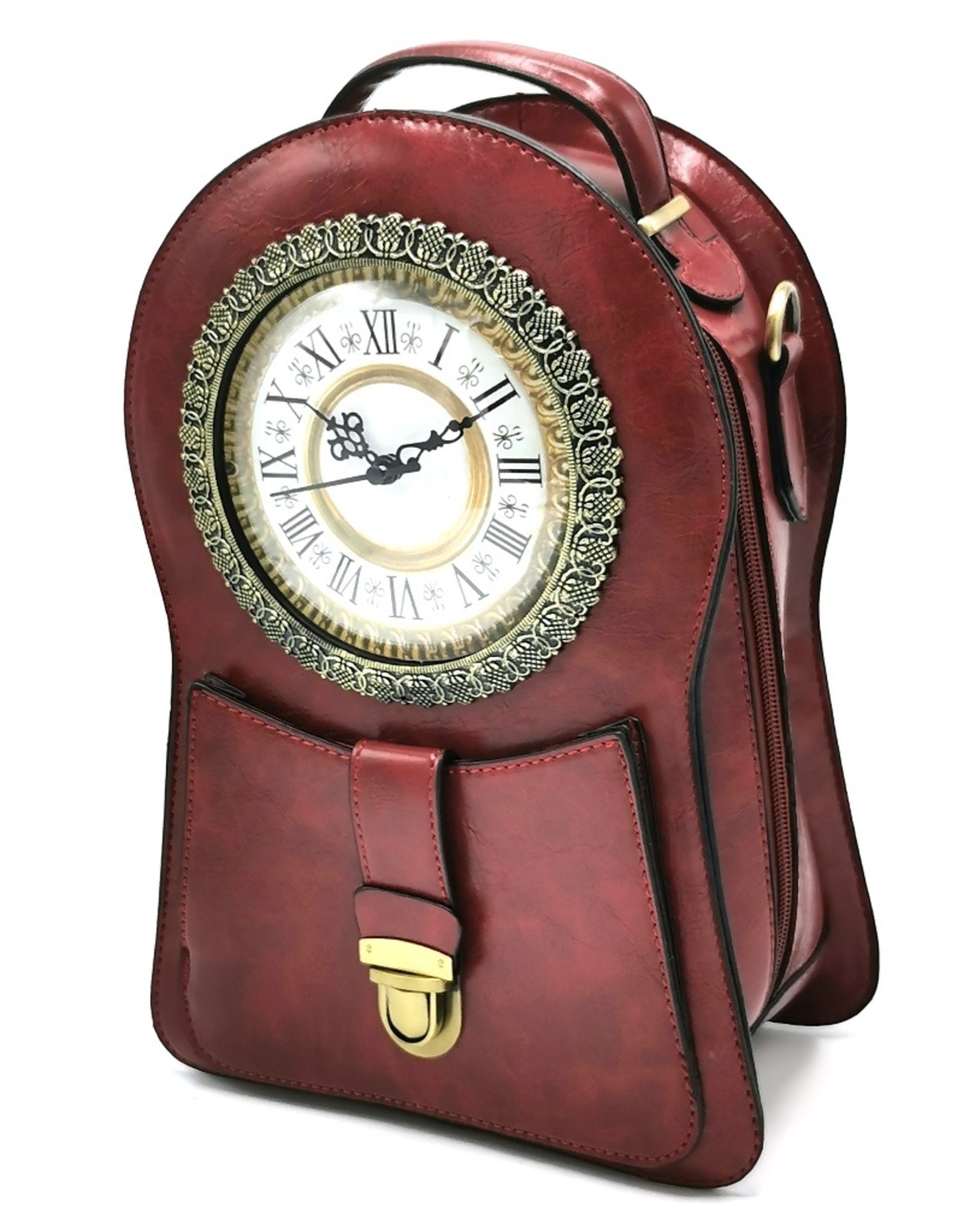 Magic Bags Gothic tassen Steampunk tassen -   Steampunk Rugtas met Echt Werkende Klok d.rood