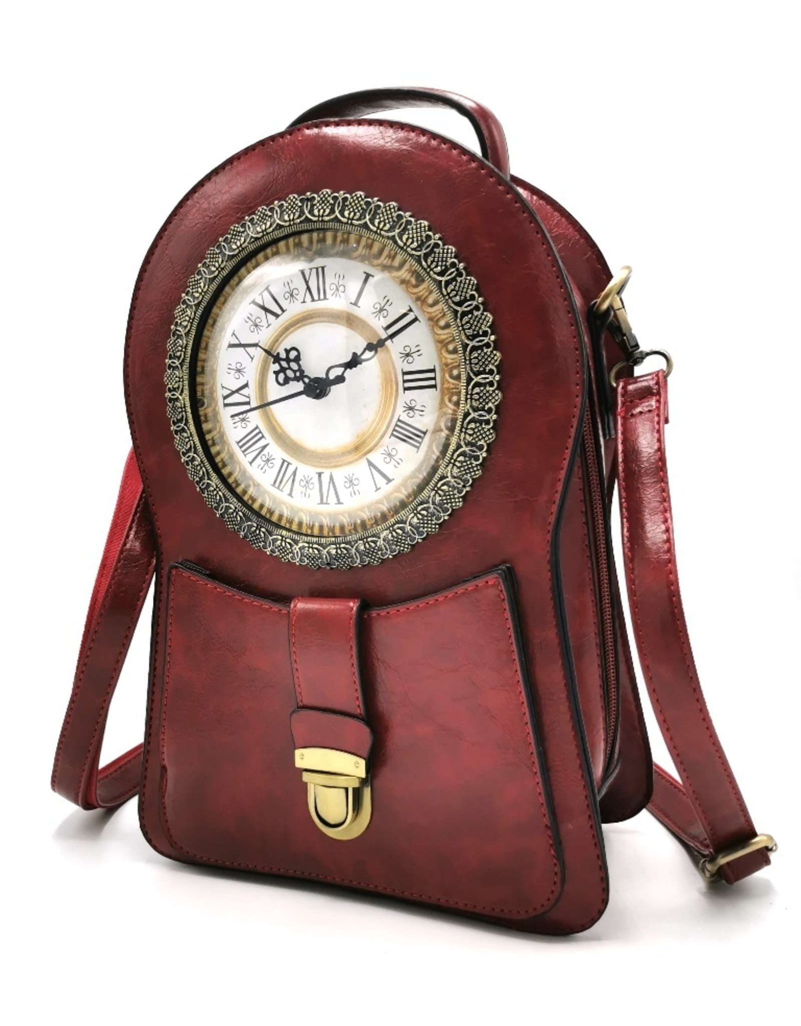 Magic Bags Gothic bags Steampunk bags - Steampunk Backpack with Real Working Clock d.red