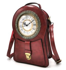 Magic Bags Steampunk Rugtas met Echt Werkende Klok d.rood