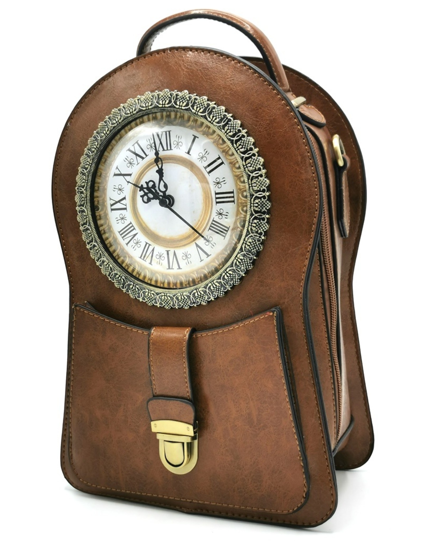 Magic Bags Gothic bags Steampunk bags - Backpack with Real Working Clock brown
