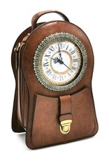 Magic Bags Gothic bags Steampunk bags - Backpack with Real Working Clock brown