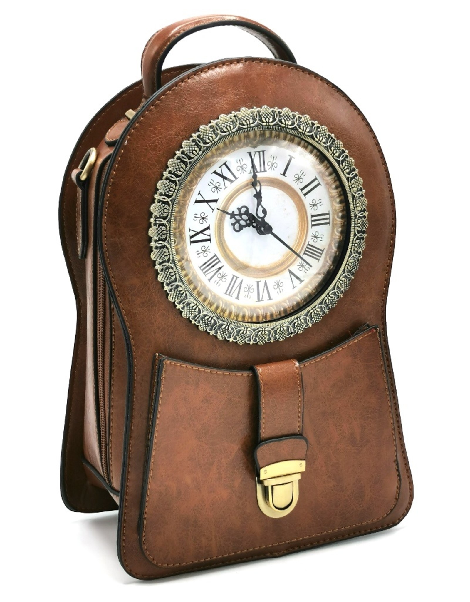 Magic Bags Gothic bags Steampunk bags - Backpack with Real Working Clock brown