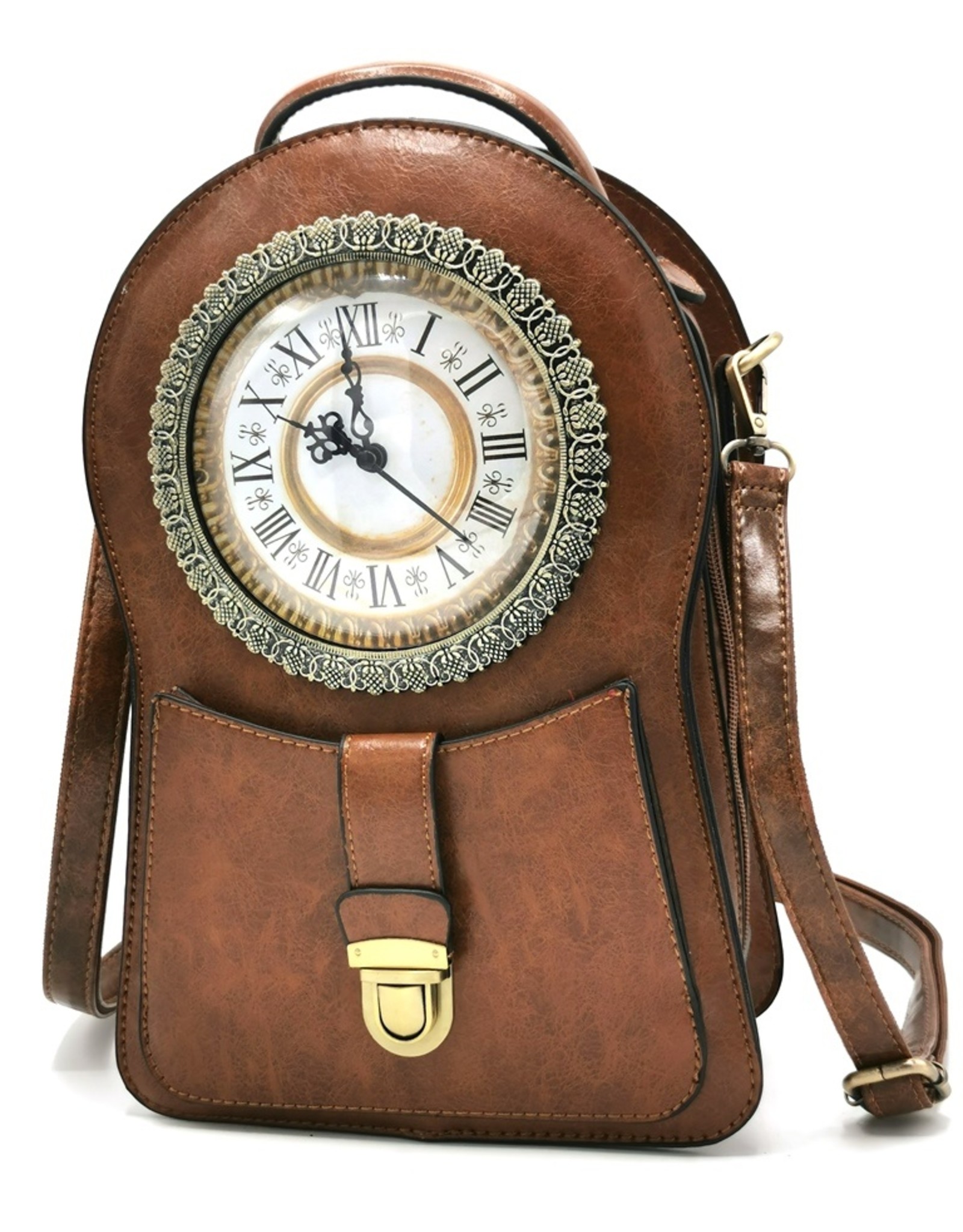 Magic Bags Gothic bags Steampunk bags - Backpack with Real Working Clock brown