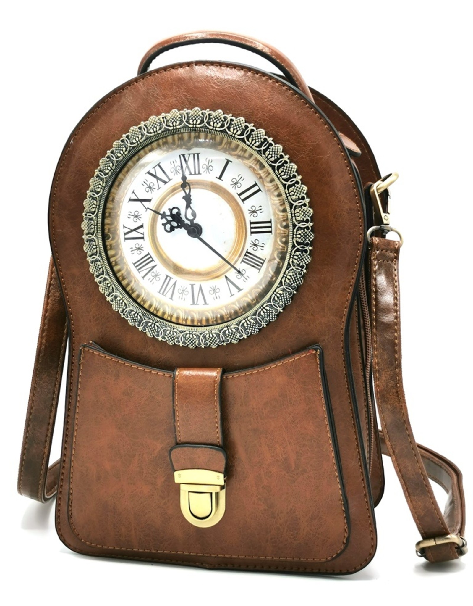 Magic Bags Gothic bags Steampunk bags - Backpack with Real Working Clock brown