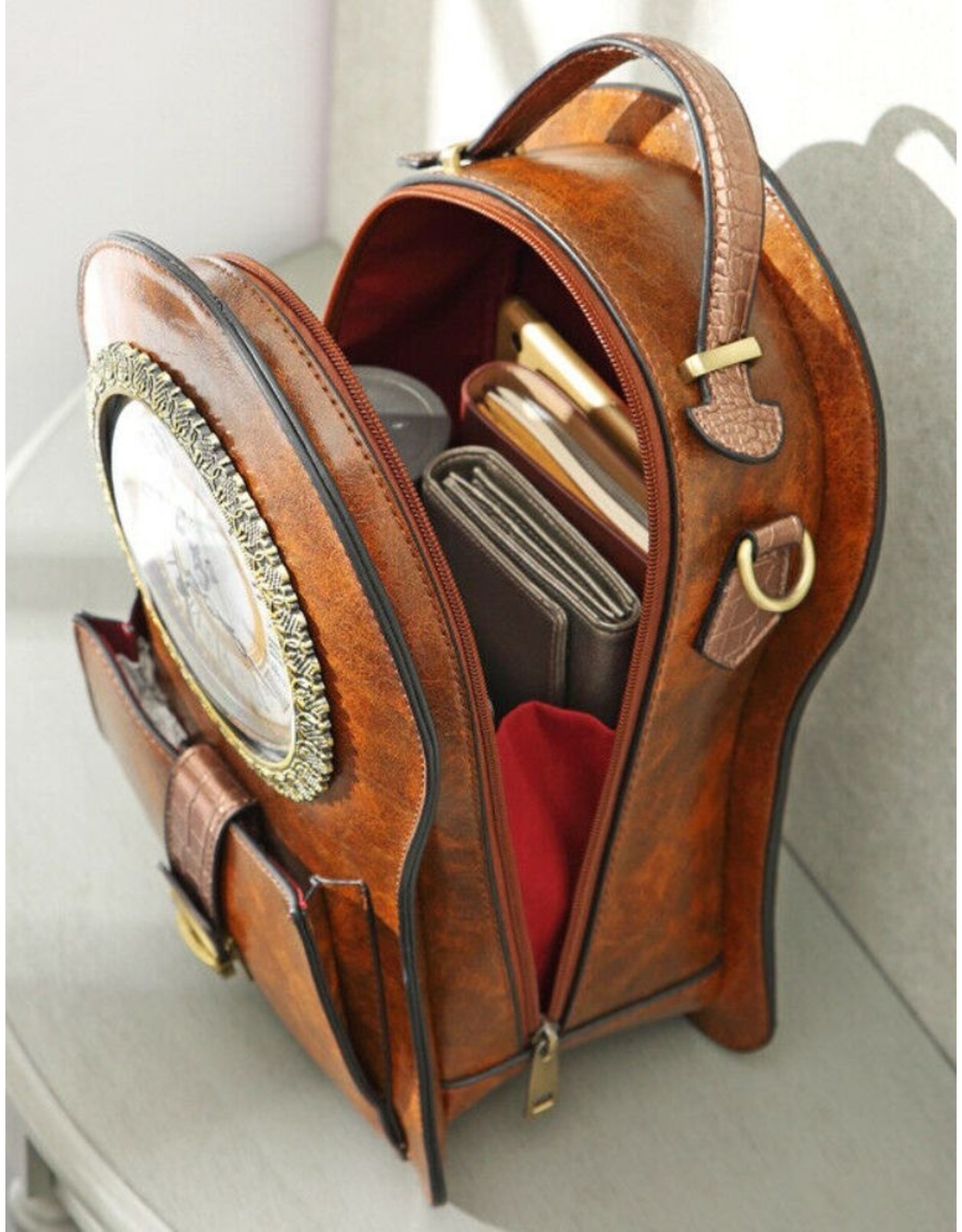 Magic Bags Gothic tassen Steampunk tassen - Rugtas met Echt Werkende Klok bruin