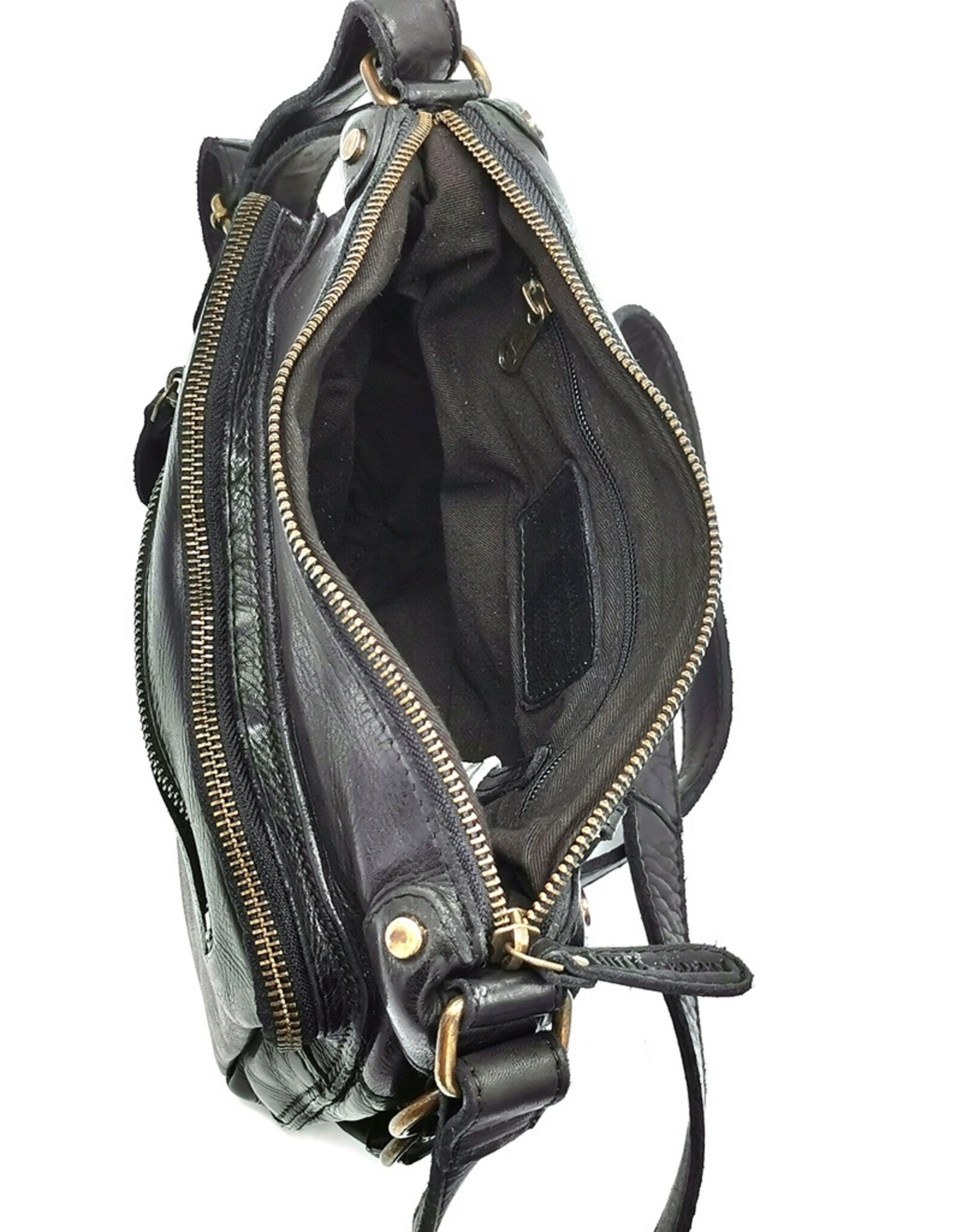 HillBurry Leather bags - HillBurry Shoulder bag Washed Leather black