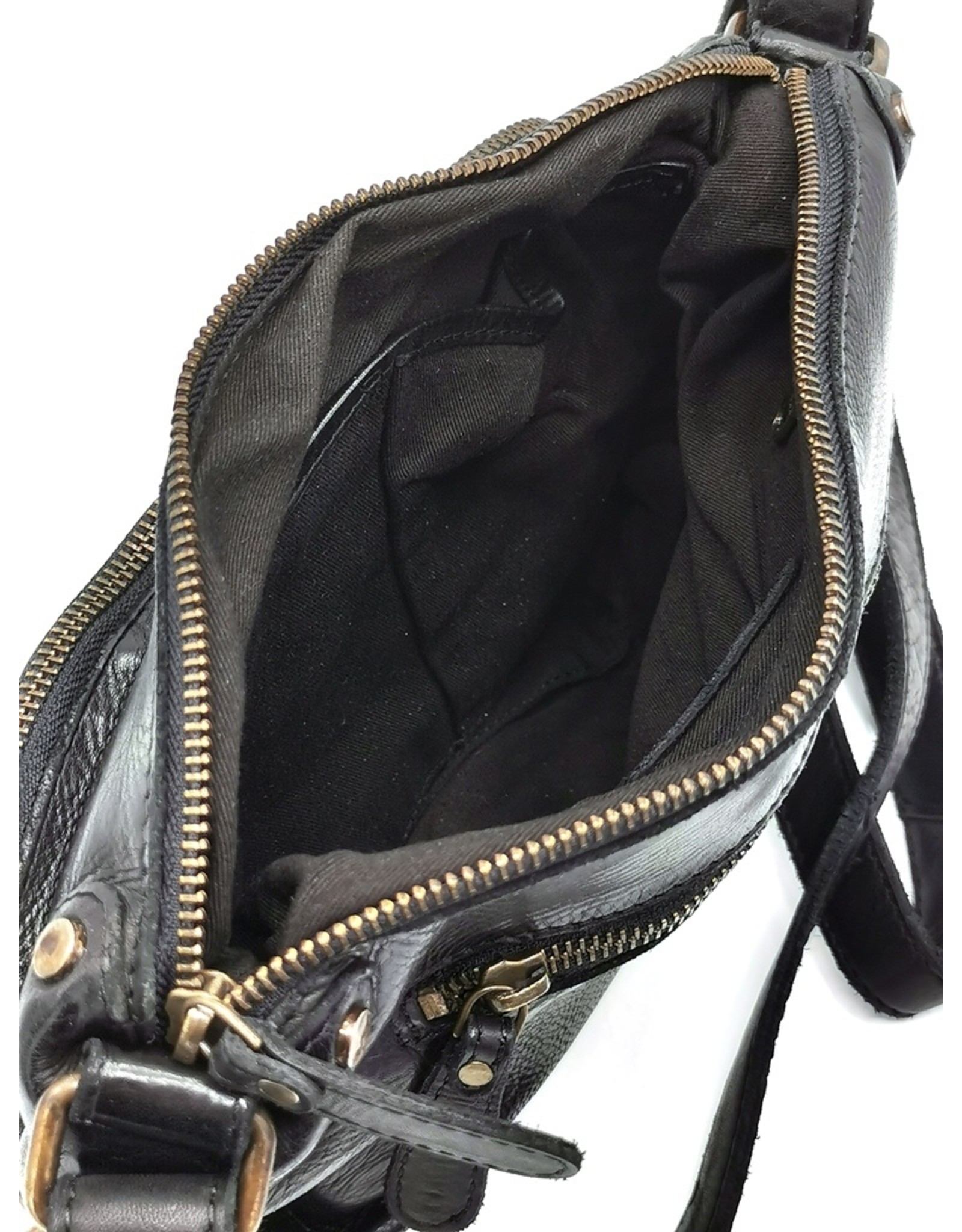 HillBurry Leather bags - HillBurry Shoulder bag Washed Leather black