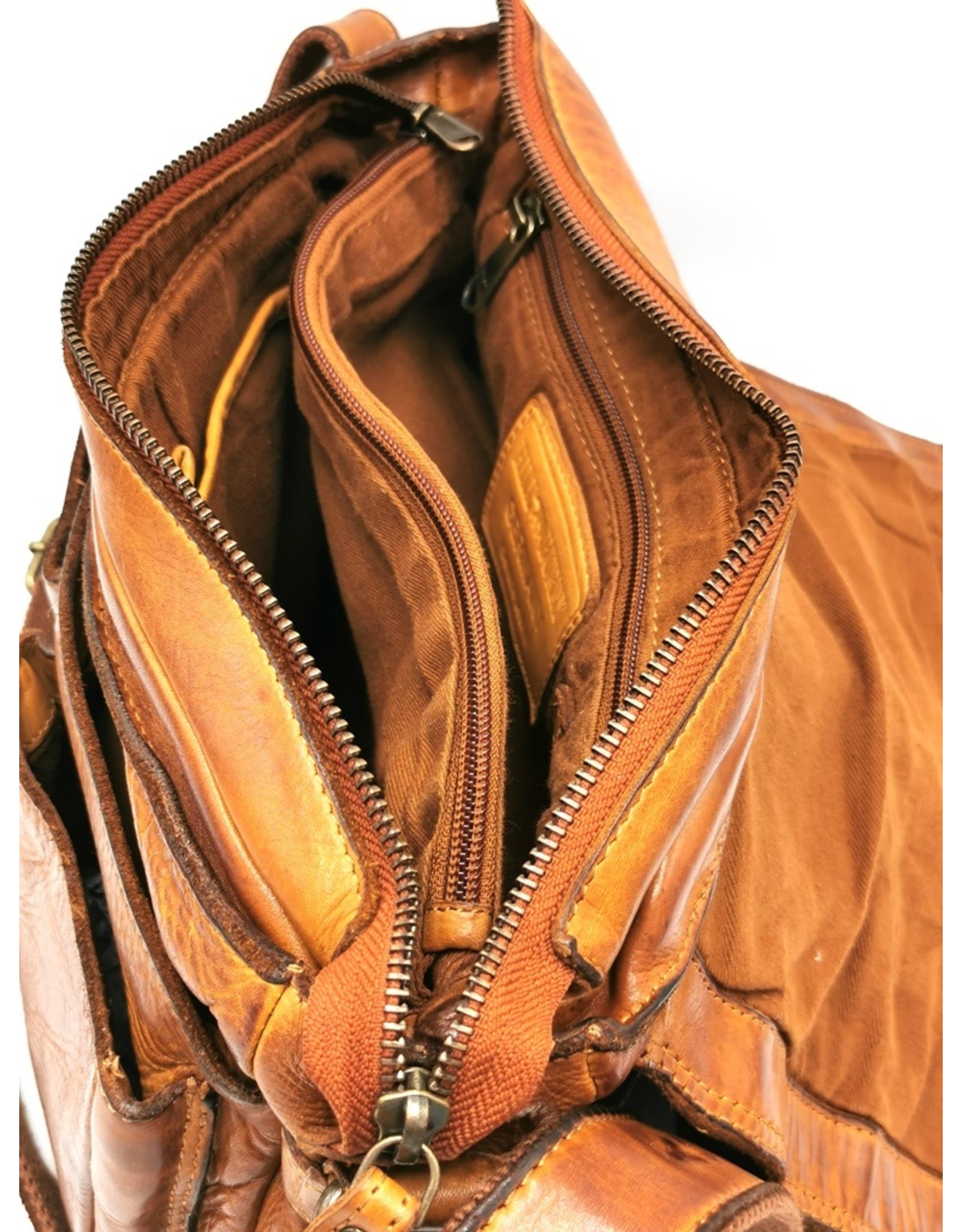 HillBurry Leren schoudertassen Leren crossbody tassen - Hillburry schoudertas holster omslag gewassen leer cognac