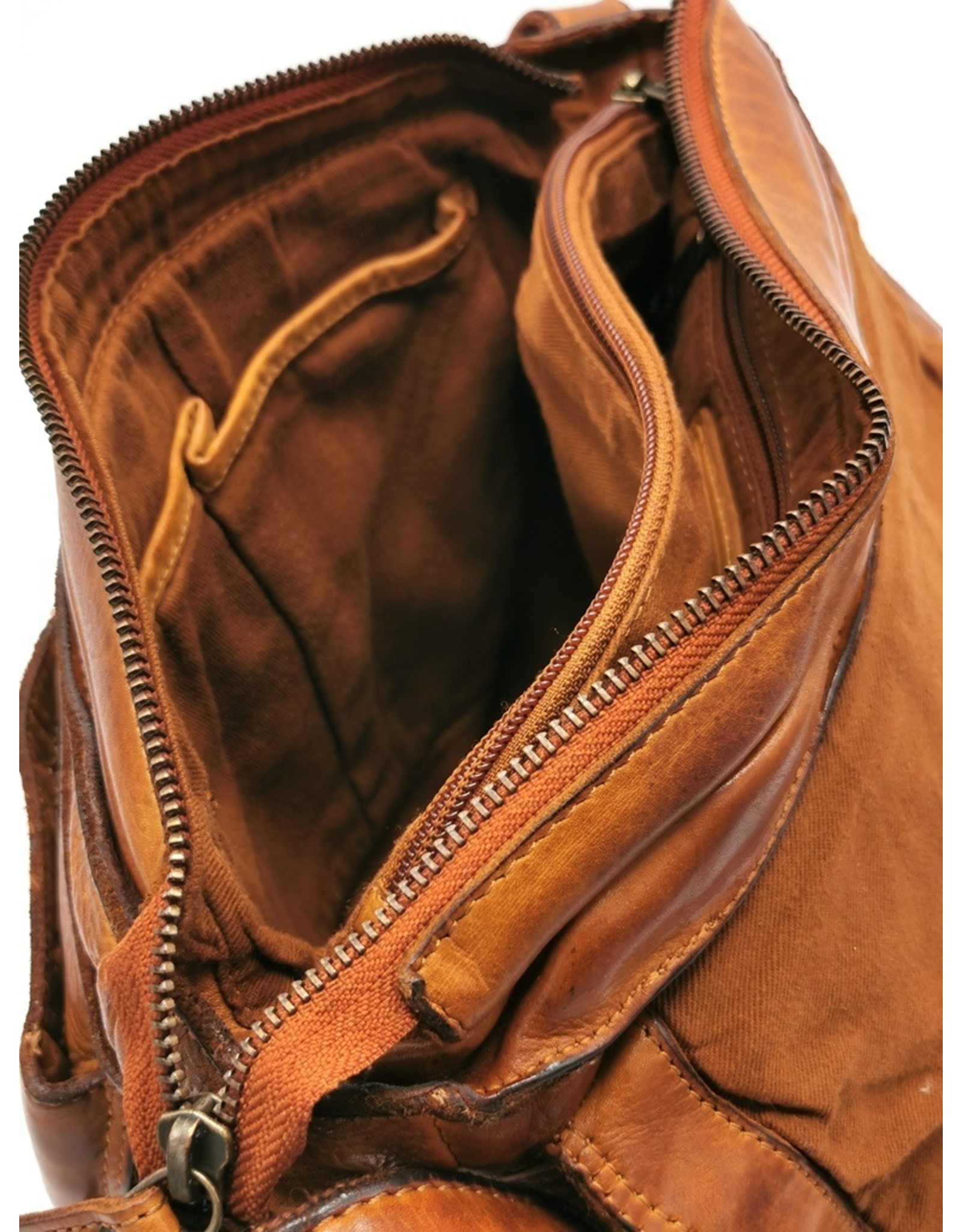 HillBurry Leren schoudertassen Leren crossbody tassen - Hillburry schoudertas holster omslag gewassen leer cognac