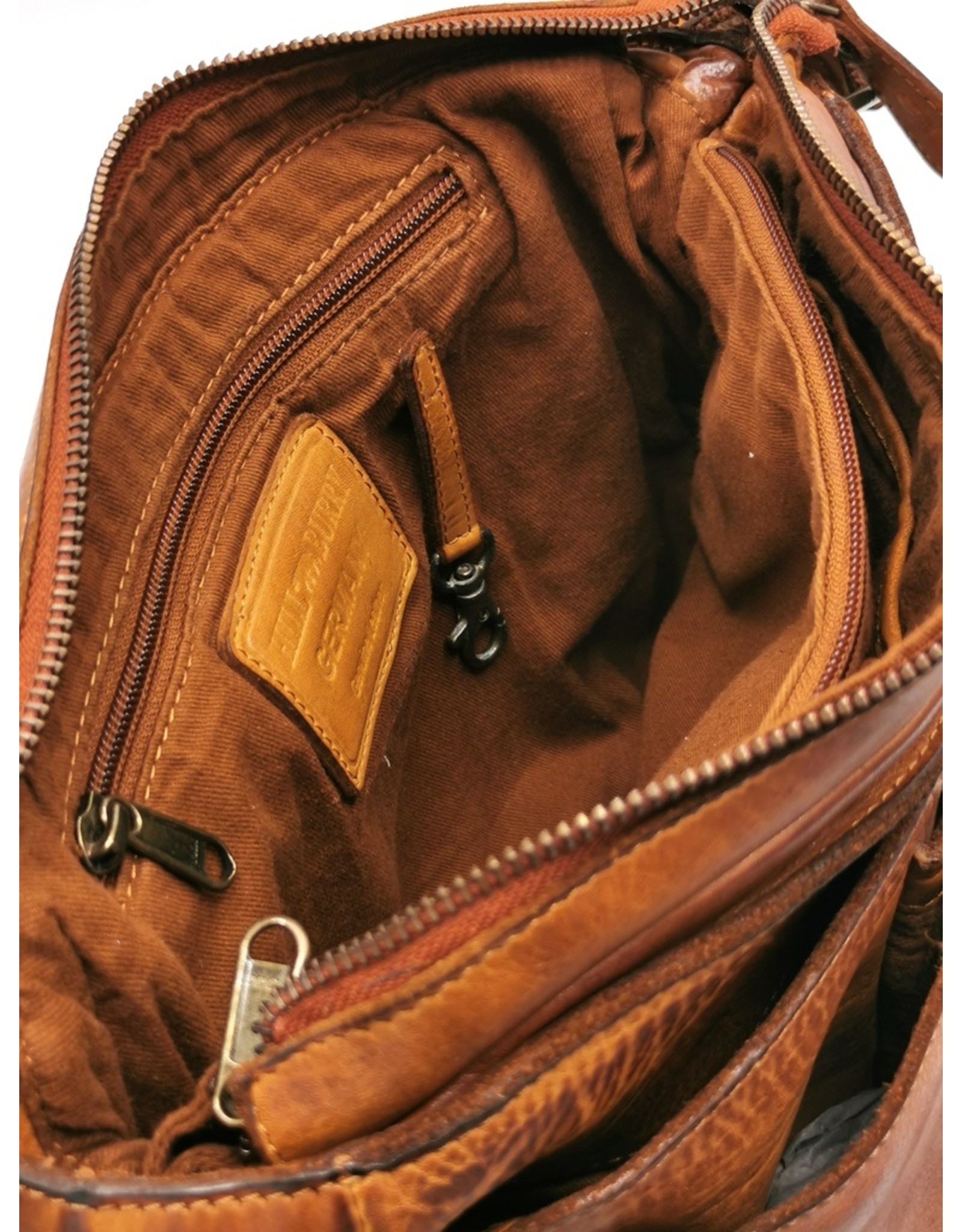 HillBurry Leren schoudertassen Leren crossbody tassen - Hillburry schoudertas holster omslag gewassen leer cognac