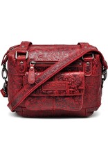 HillBurry Leather Shoulder bags  leather crossbody bags - HillBurry Shoulder Bag with Embossed Floral Print Red