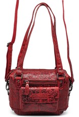 HillBurry Leather Shoulder bags  leather crossbody bags - HillBurry Shoulder Bag with Embossed Floral Print Red