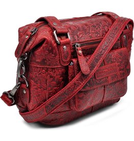 HillBurry HillBurry Shoulder Bag with Embossed Floral Print Red